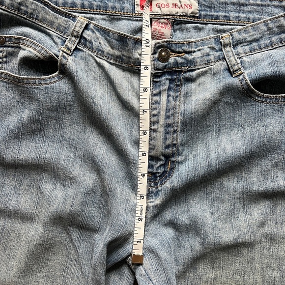 Vintage COS Jeans Blue Light Wash Flared Denim Rhinestone Embroidered Size 10 - Picture 12 of 16